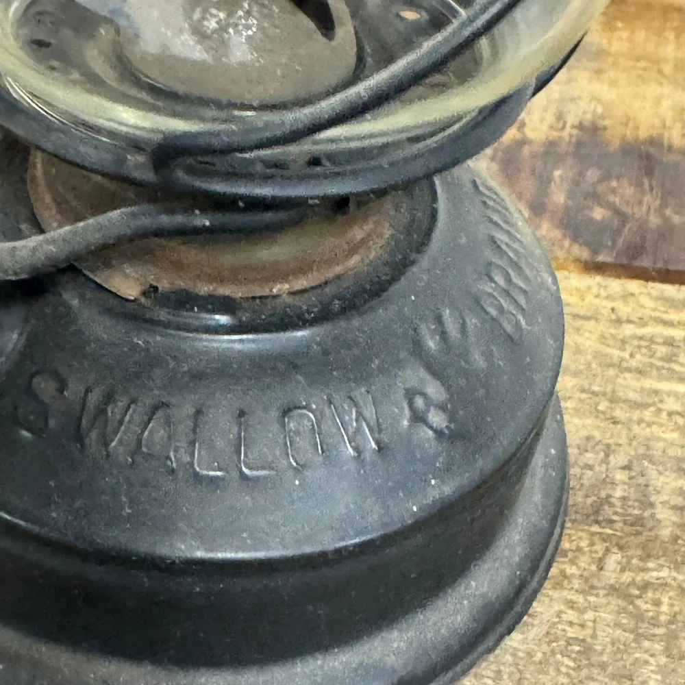 Vintage Swallow Brand 235 Kerosene Lantern Black Hurricane Lamp Rustic Decor
